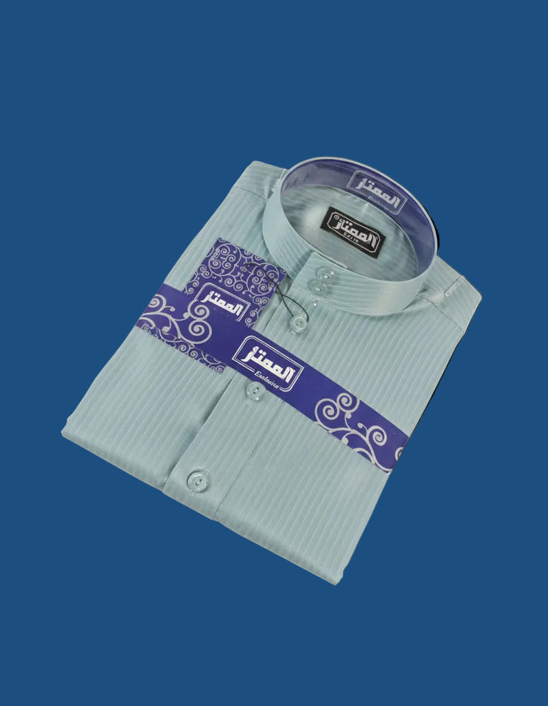 Mint Green Haramain Thobe Stripe Detail - Collar and Cuff Embellishment | AlMumtaz