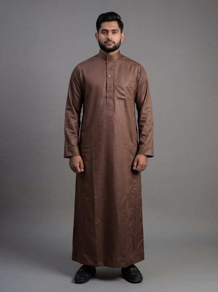 Premium Cotton Thobe - Dark Brown | AlMumtaz Sri Lanka