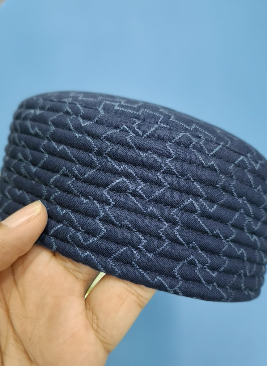 Blue Wedding Cap Islamic Headwear Side View | Traditional Sri Lankan Muslim Wedding Attire | AlMumtaz