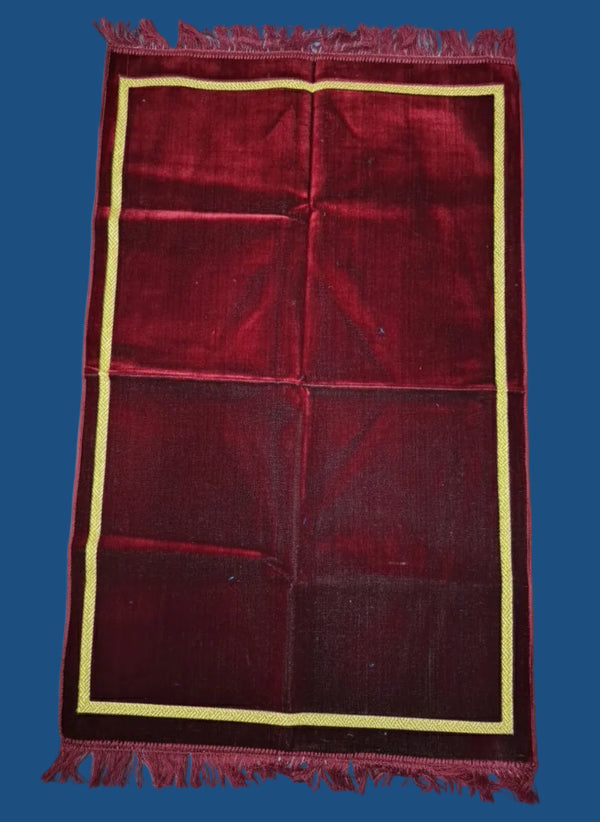 Islamic Prayer Mat Red with Gold Border - Premium Quality Prayer Rug Sri Lanka | AlMumtaz