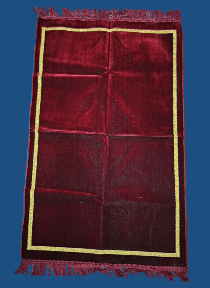 Islamic Prayer Mat Red with Gold Border - Premium Quality Prayer Rug Sri Lanka | AlMumtaz