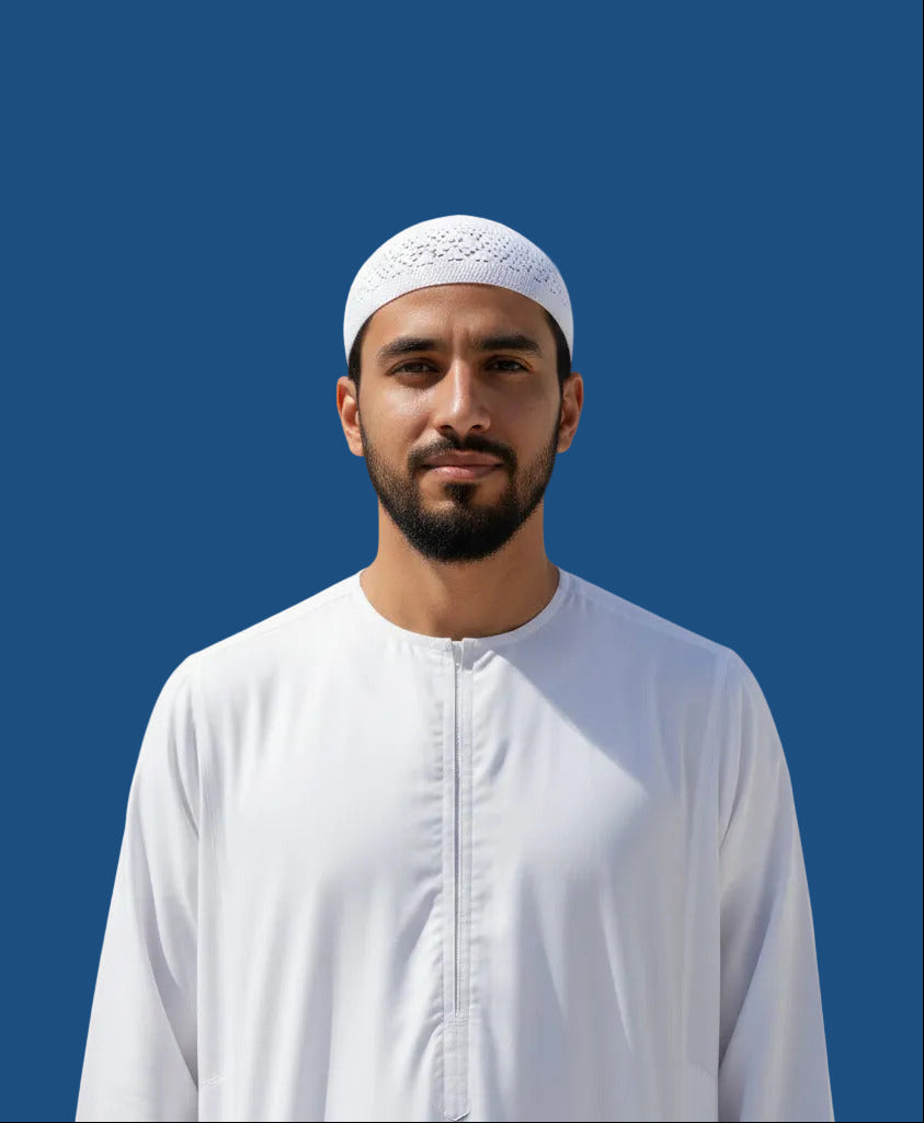 White cotton prayer cap for men - AlMumtaz Sri Lanka